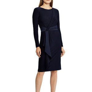 Lauren Ralph Lauren Satin Sash Long Sleeve Dress